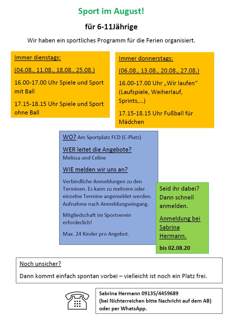 FCD Ferienprogramm August 2020